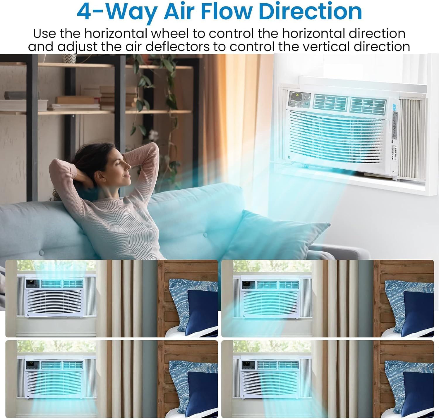 Fenster-Klimaanlage 8000 BTU, 115 V Wechselstrom-Einheit, kühlt bis zu 350 Quadratfuß, energiesparend mit Fernbedienung und App und Timer, perfekt für Schlafzimmer