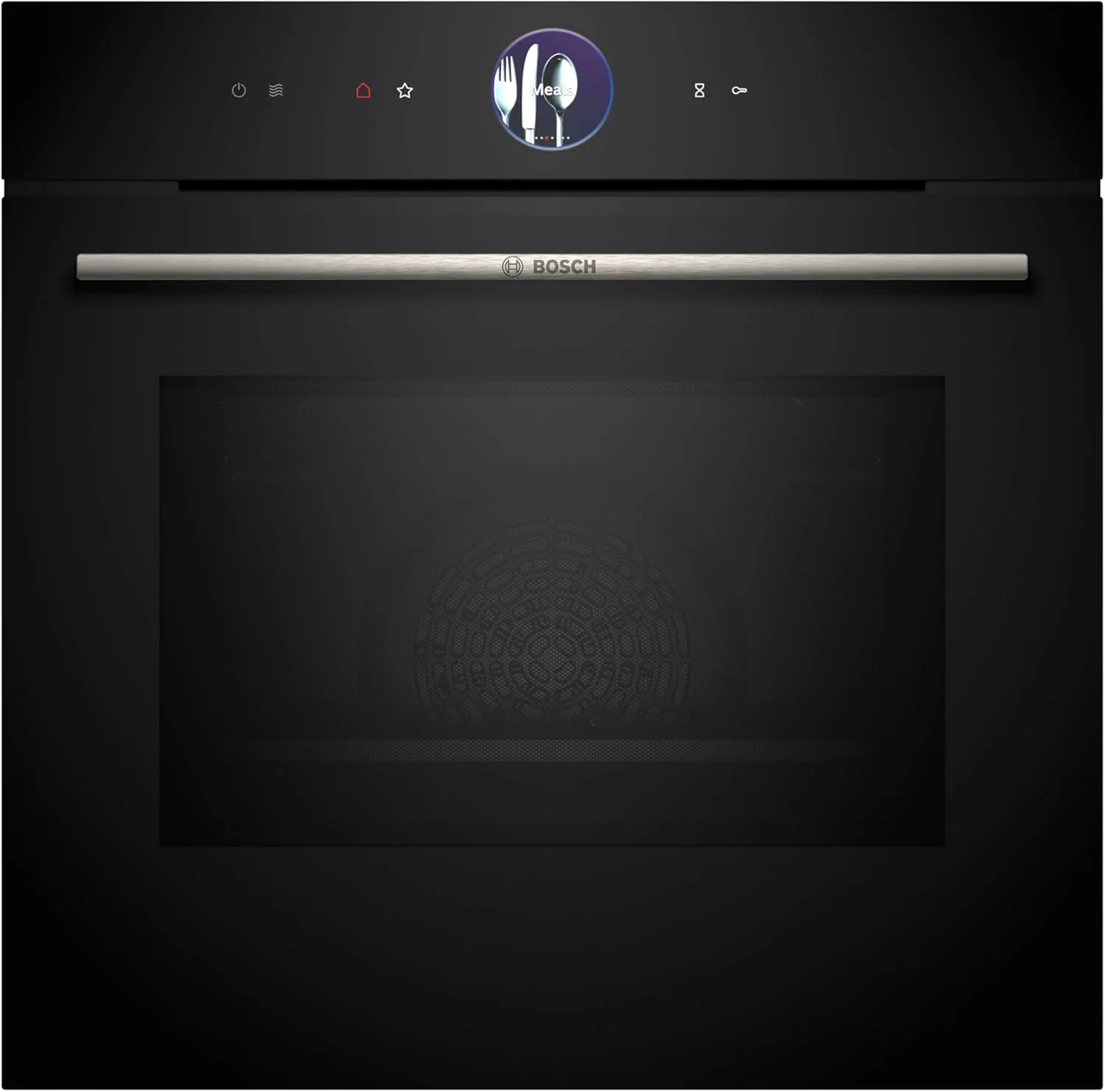 Bosch HMG7361B1, Serie 8 smarter Einbau-Backofen mit Mikrowellenfunktion, 60 x 60 cm, Made in Germany, Schwarz, Air Fry, Digitaler Bedienring, Touchdisplay, Automatikprogramme, Reinigungsunterst��tzung