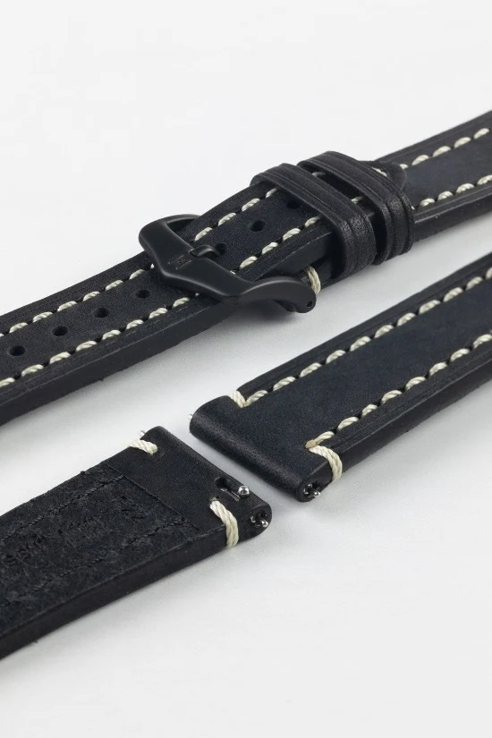 Hirsch LIBERTY Leather Watch Strap in BLACK