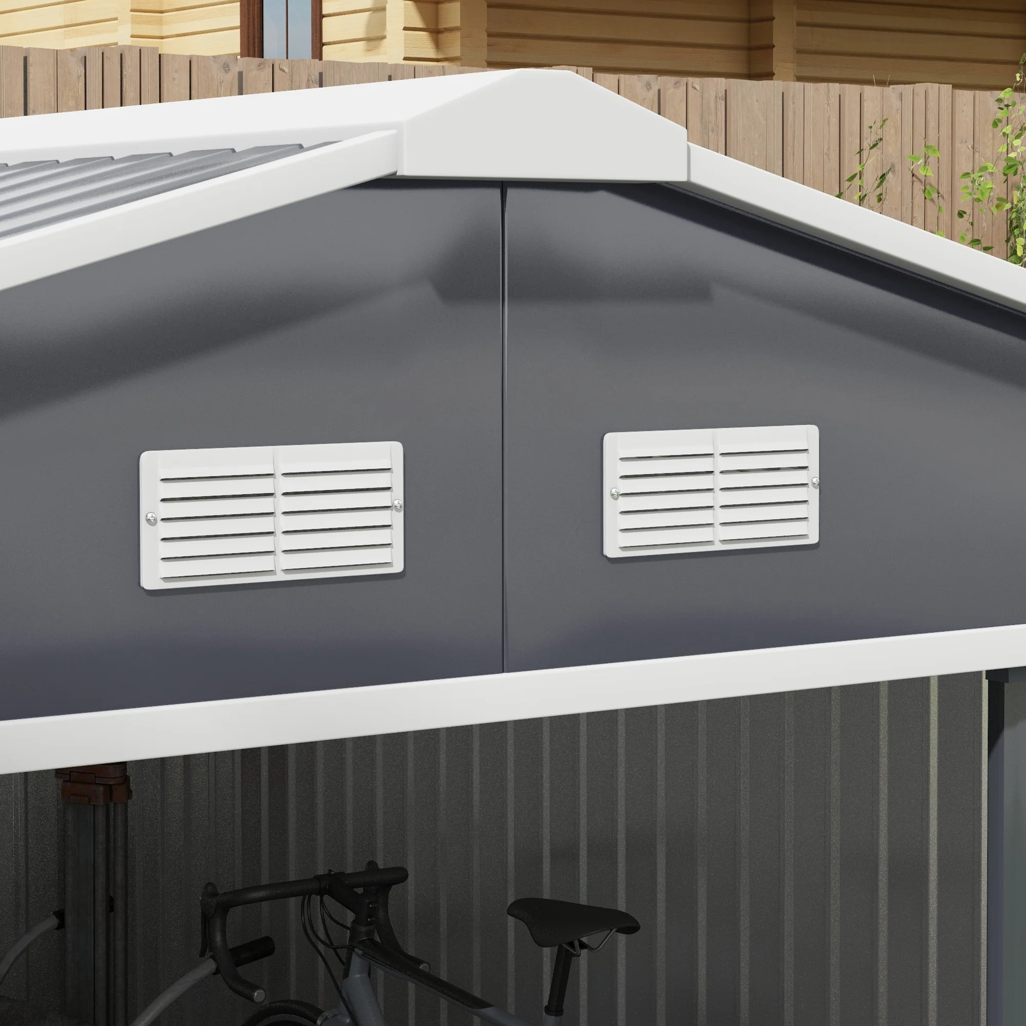 Outsunny Gereedschapsschuur met fundering 24,5 m³ gereedschapsschuur tuinhuisje stalen schuifdeur
