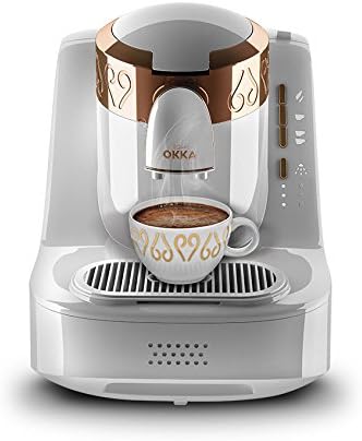 Arzum Okka Turkse koffiemachine, volautomatisch, 3 kopmaten, zelfreinigingsfunctie, watertank van 950 ml, overloopbeveiligingssensor, compact ontwerp, zwart-goud