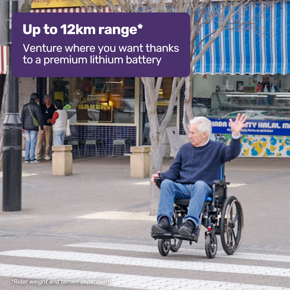 EQUIPMED Electric Wheelchair Folding, Long Range, Airline Approved, Lithium Battery, 24