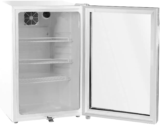METRO Professional Réfrigérateur à boissons GSC2125, plastique/métal/verre, 54.5x54x84cm, 118 L, froid ventilé statique, avec serrure, blanc