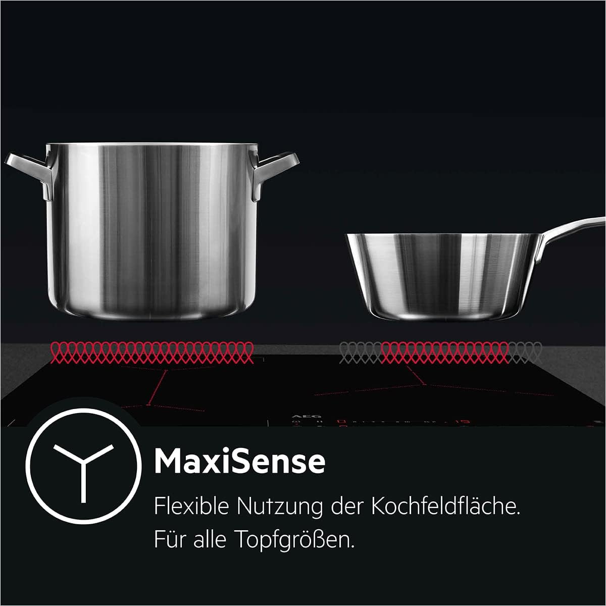 AEG IKE64441XB Autarkes Kochfeld / Induktion / Serie 6000 mit Bridge / Hob²Hood / Slider-Bedienung / 60 cm / Edelstahlrahmen / 4 Kochzonen / Bridge-Funktion / Powerfunktion / Kindersicherung