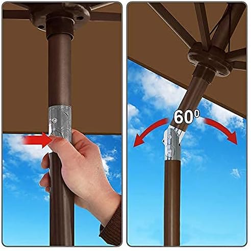 Garten-Sonnenschirm, runder Sonnenschirm mit gebogenem Schirmmast, LED-Hof-Sonnenschirm ohne Sockel, Solar-Lichtschirm, tragbarer Markt-Esstisch-Sonnenschirm für Strandgarten (braun 2,0 m)