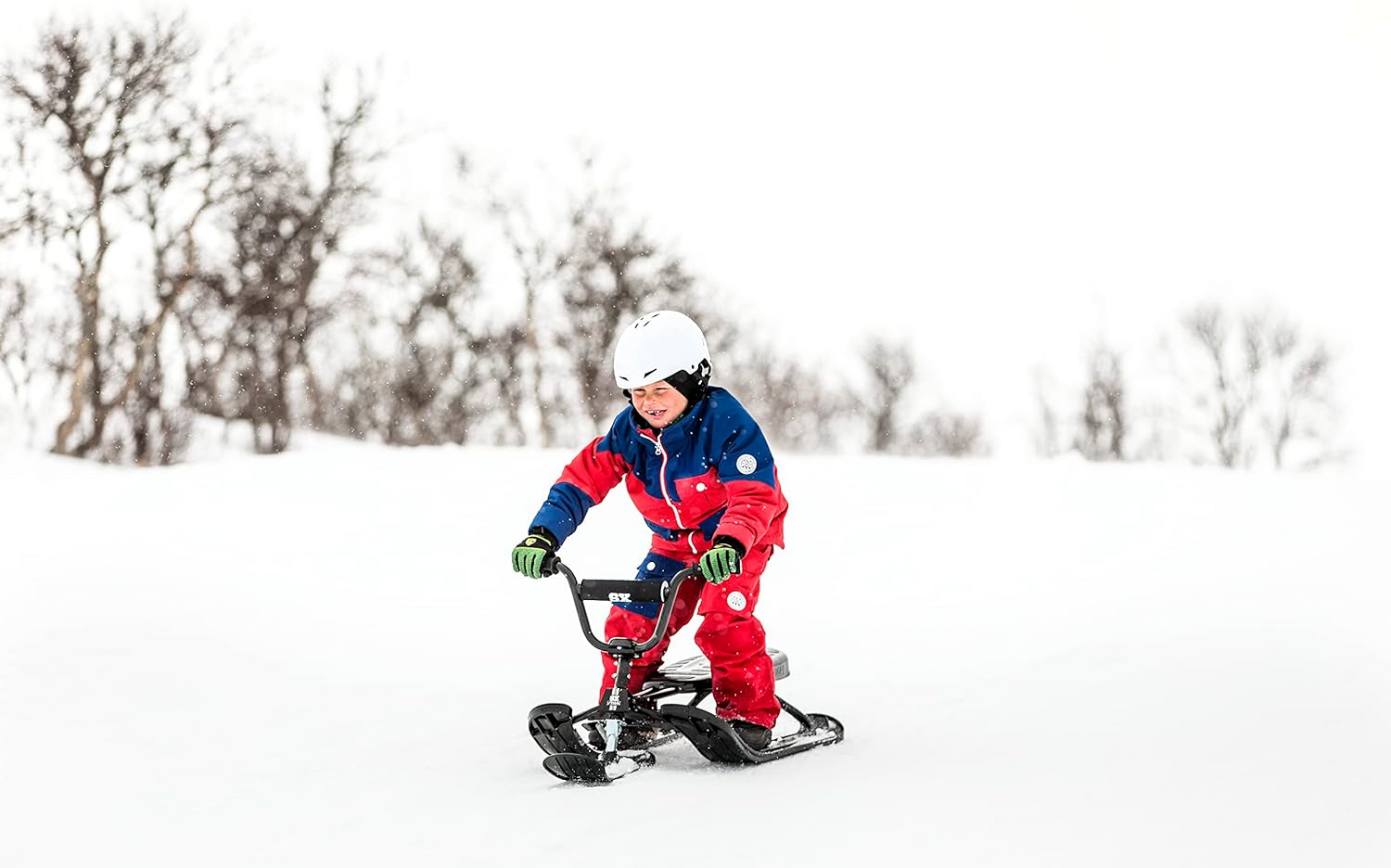 STIGA Snowracer Curve SX – Robuster Schlitten mit BMX-Lenker, Stahlrahmen, Bremse und Zugseilwinde – Lenkschlitten für Kinder ab 7 Jahren und Erwachsene, Max. 90 kg
