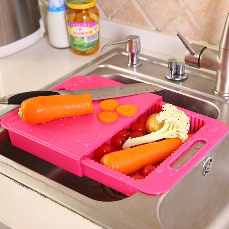 Multifunction Kitchen Cutting Board with Drain Basket & Sink �?Smart Chopping Board for Vegetables, Meat & Meal Prep