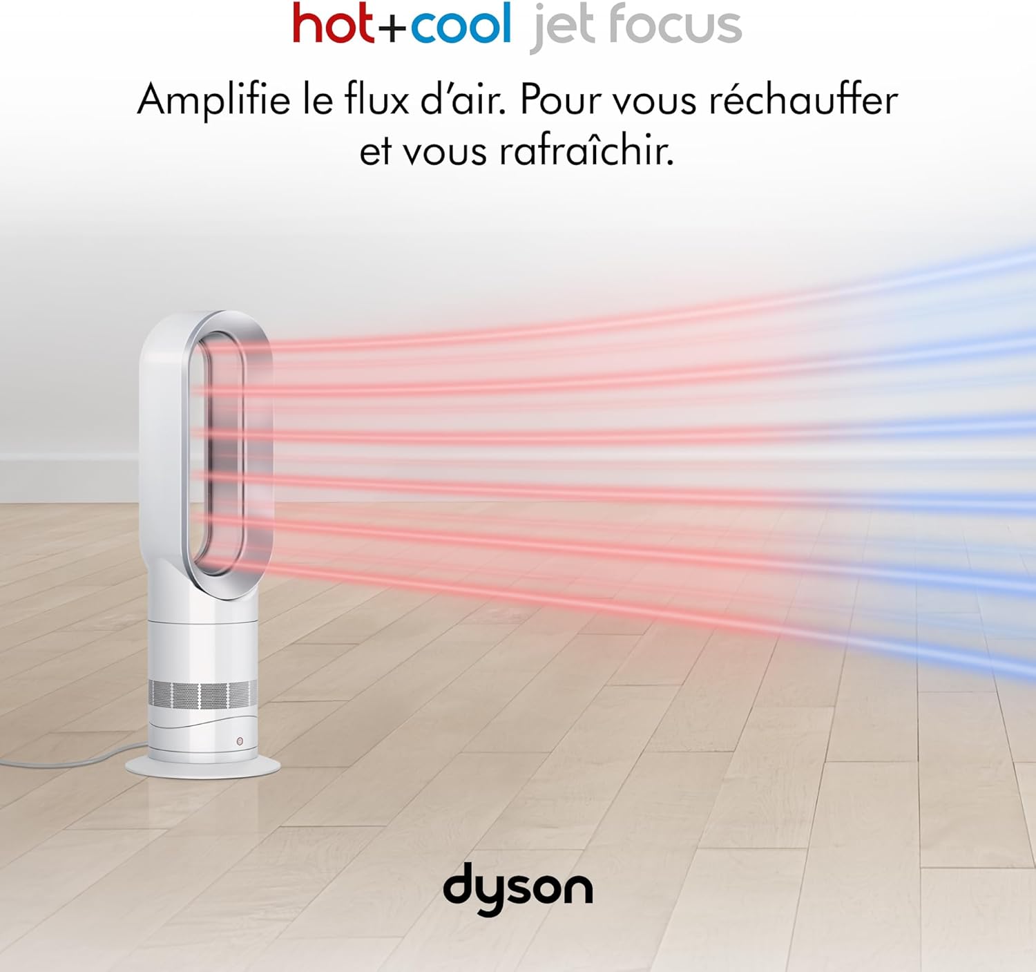 Dyson Hot+Cool Jet Focus Chauffage et ventilateur AM09 – 2-en-1 : chauffe et refroidit avec flux d'air puissant (Blanc/Argent)