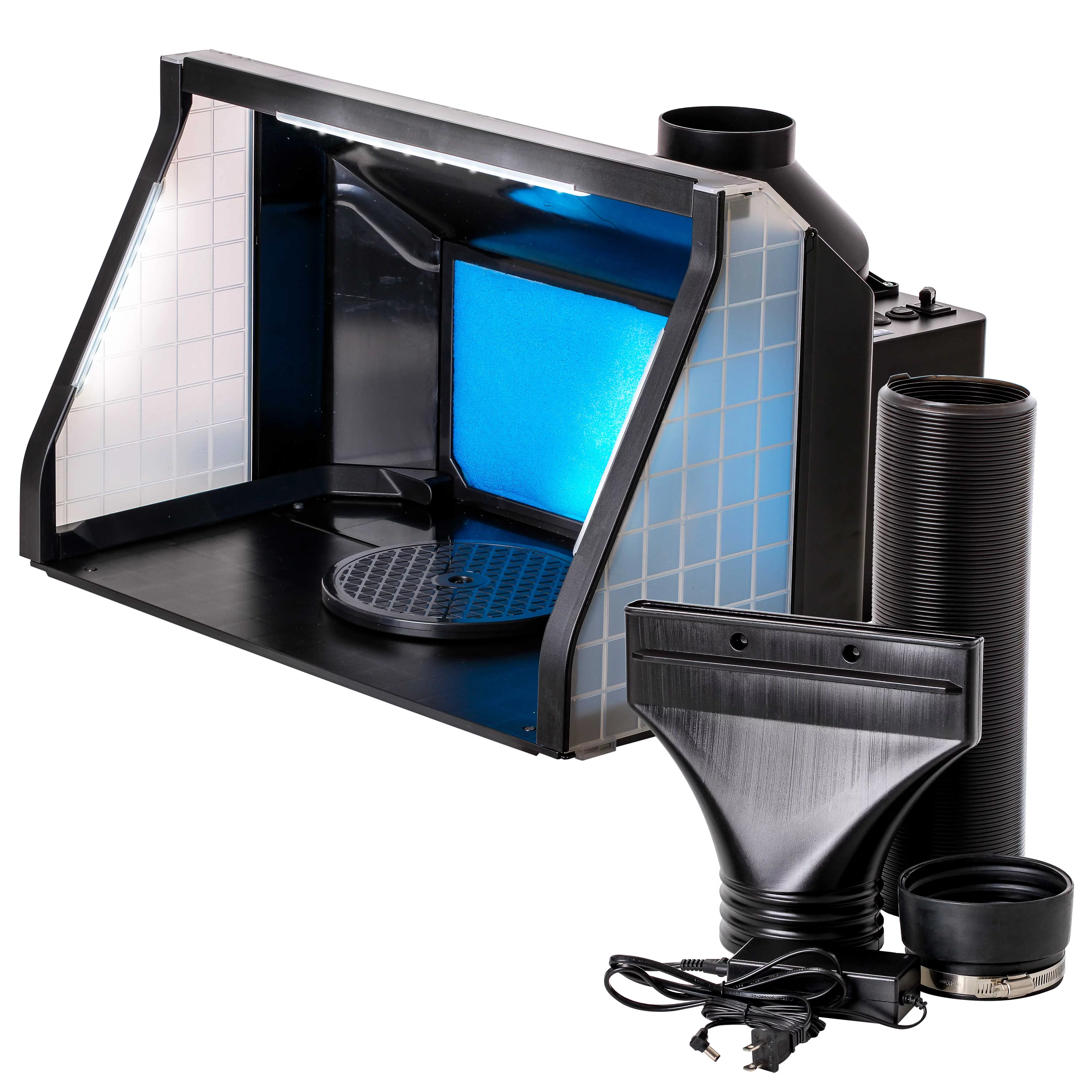 2025 Master Airbrush Draagbare Spray Booth Kit voor Airbrush met Dubbele Ventilator, LED-verlichting en Uitbreidbare Afvoerslang (tot 5,6 voet)