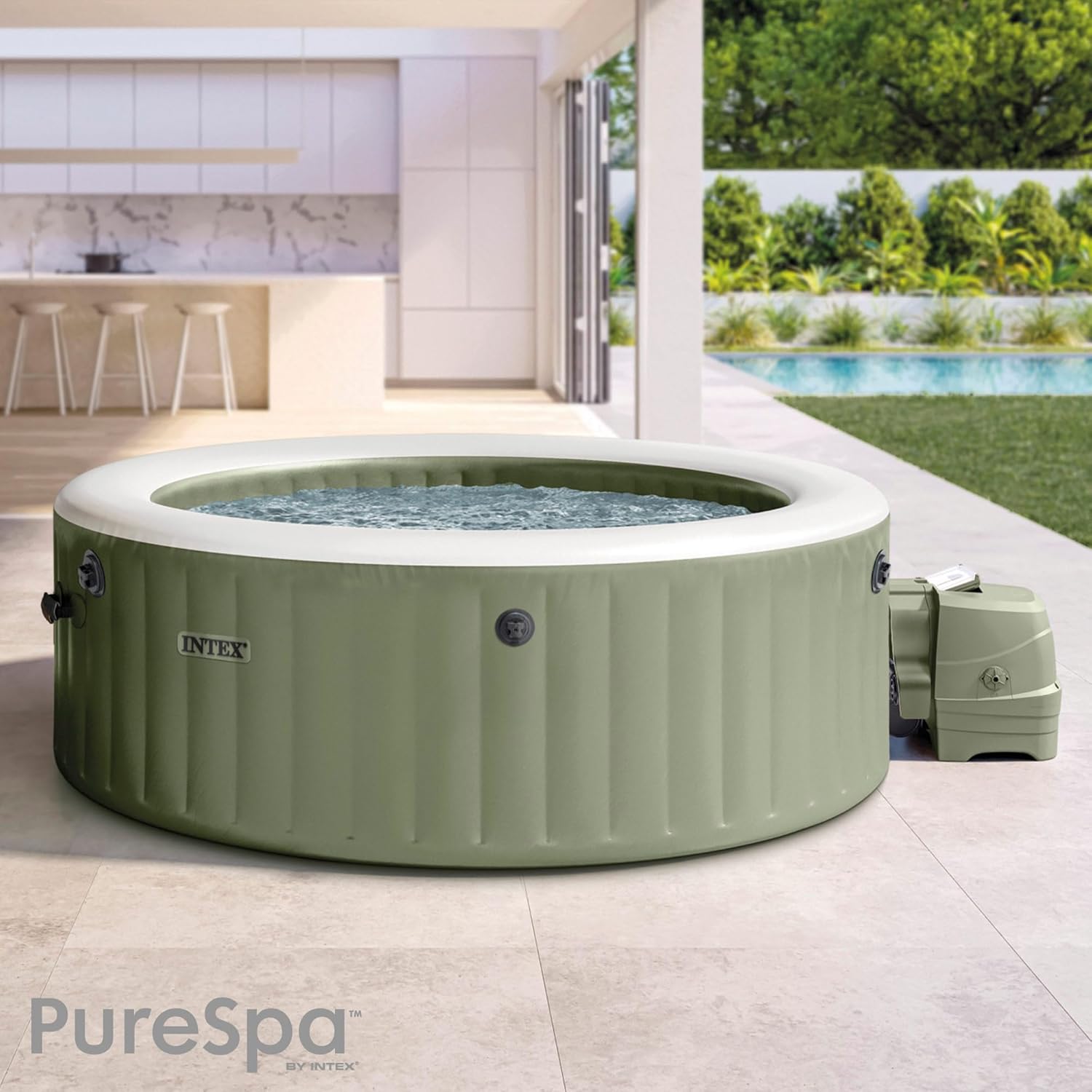 Intex 6-Personen Olivgrün Rund Bubble Spa Set 28428NP (Aufgeblasen 216 cm x 71 cm)