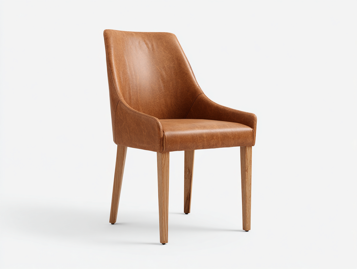 Esszimmerstühle Kunstleder Holz 58x60x88 cm Braun Naturholz - Für Esszimmer Küche - Gepolsterter Sitz Mit Armlehnen - Modernes Design