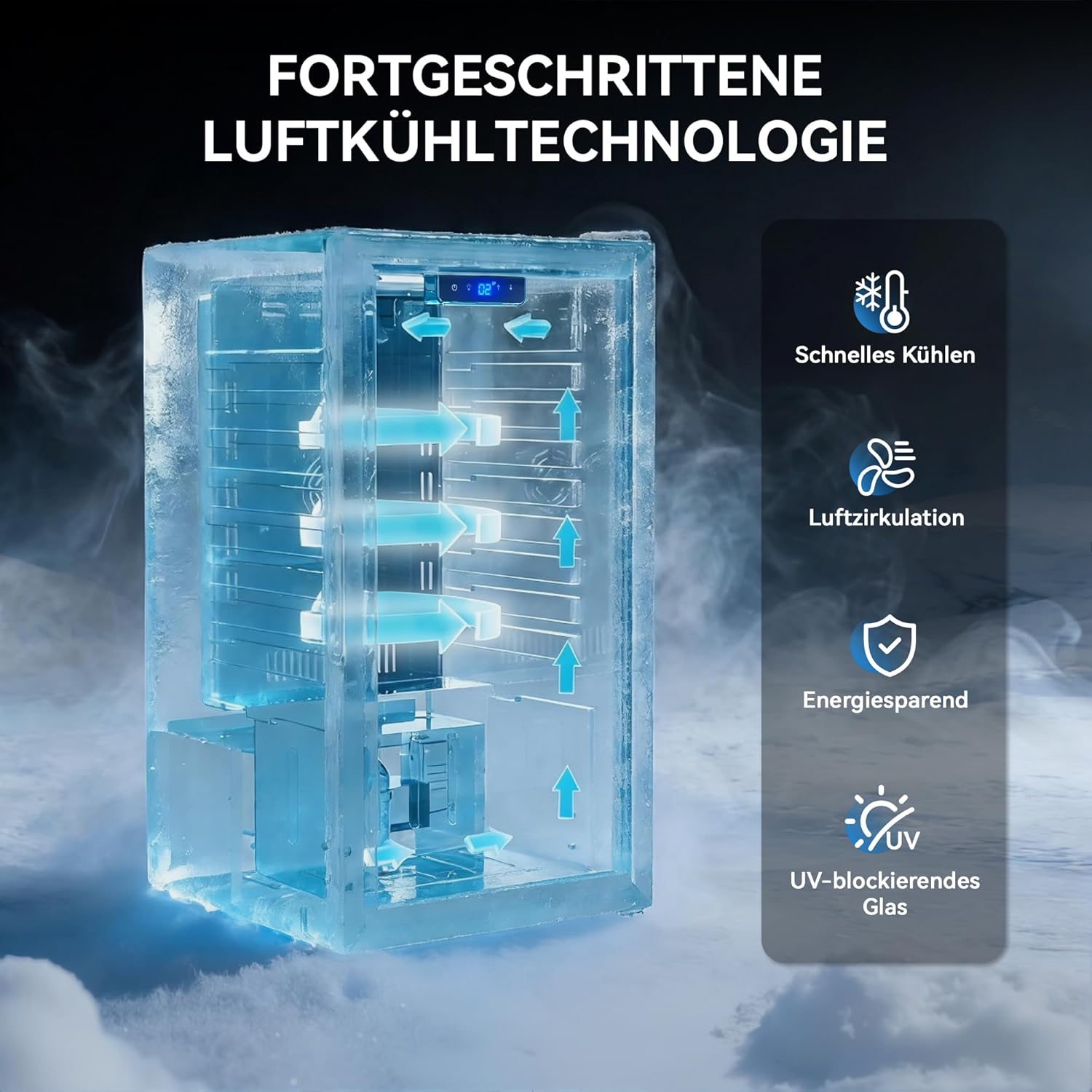 TRIUMPHKEY 90L Getränkekühlschrank mit Klima-Kühlung | Neu: Gleichmäßige & frostfreie Kühlung | 4 verstellbare Ablagen – Platz für 126 Dosen | Ideal für Bar, Büro & Haushalt