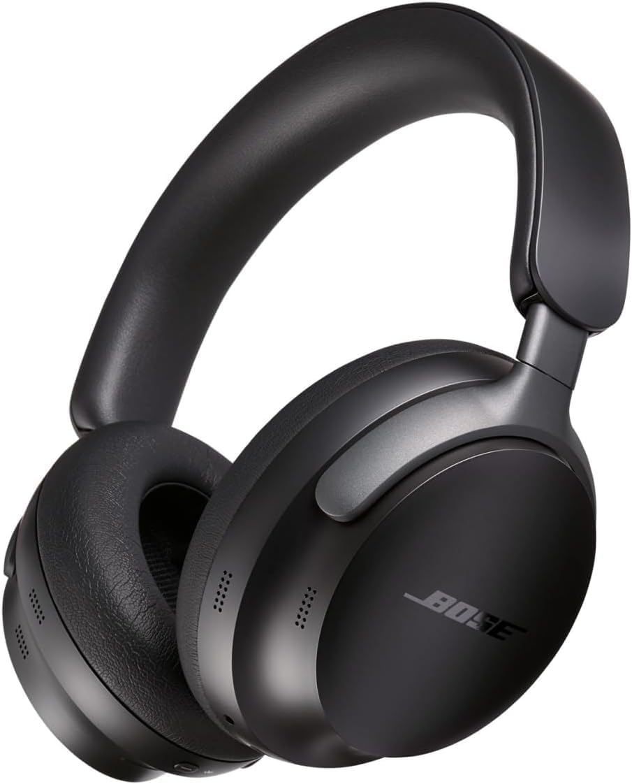 Bose QuietComfort Ultra Słuchawki bezprzewodowe z redukcją szumów i dźwiękiem przestrzennym, słuchawki nauszne z mikrofonem, do 24 godzin pracy na akumulatorze, Czarny