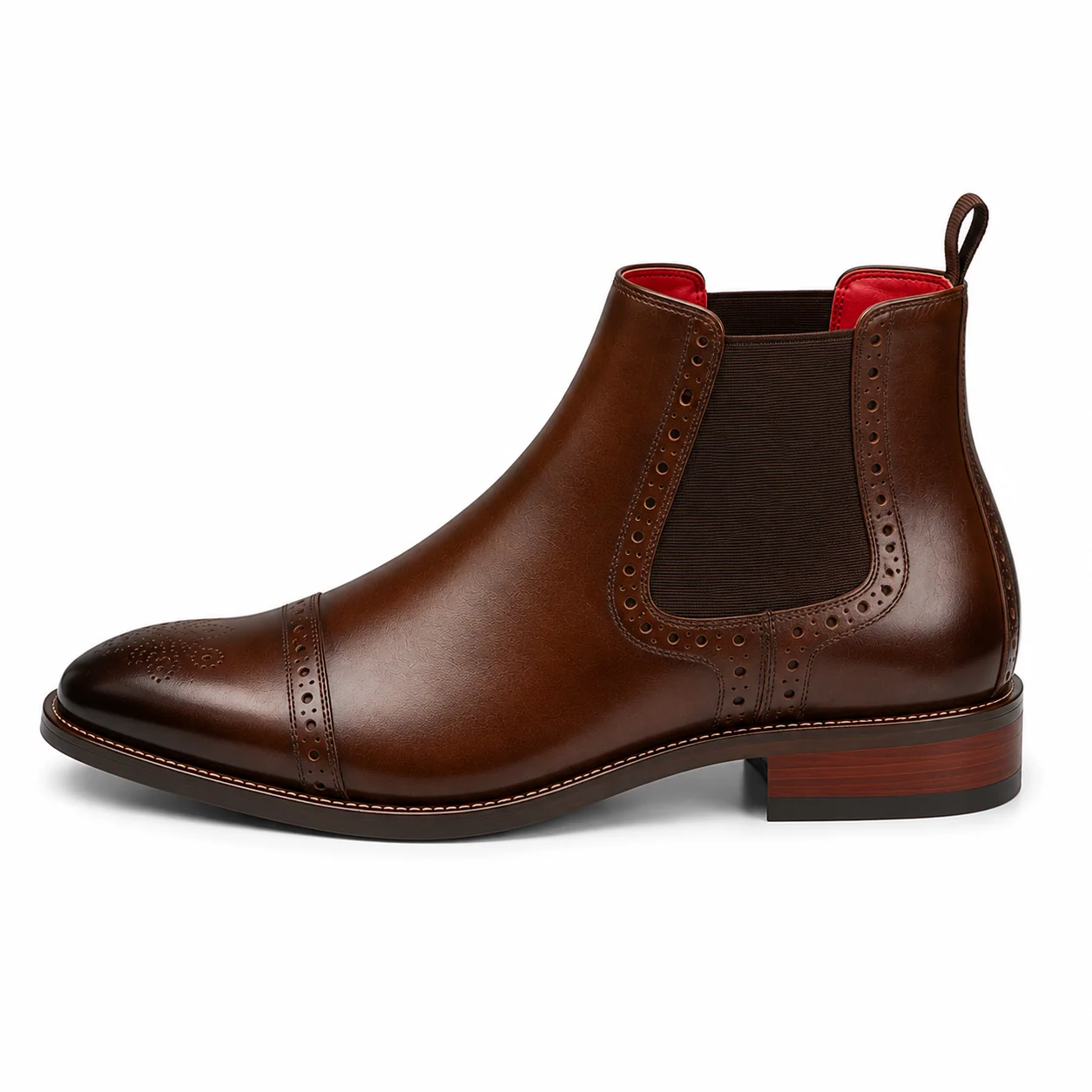 Men��s Brown Chelsea Boots �C Brogue Wingtip Design