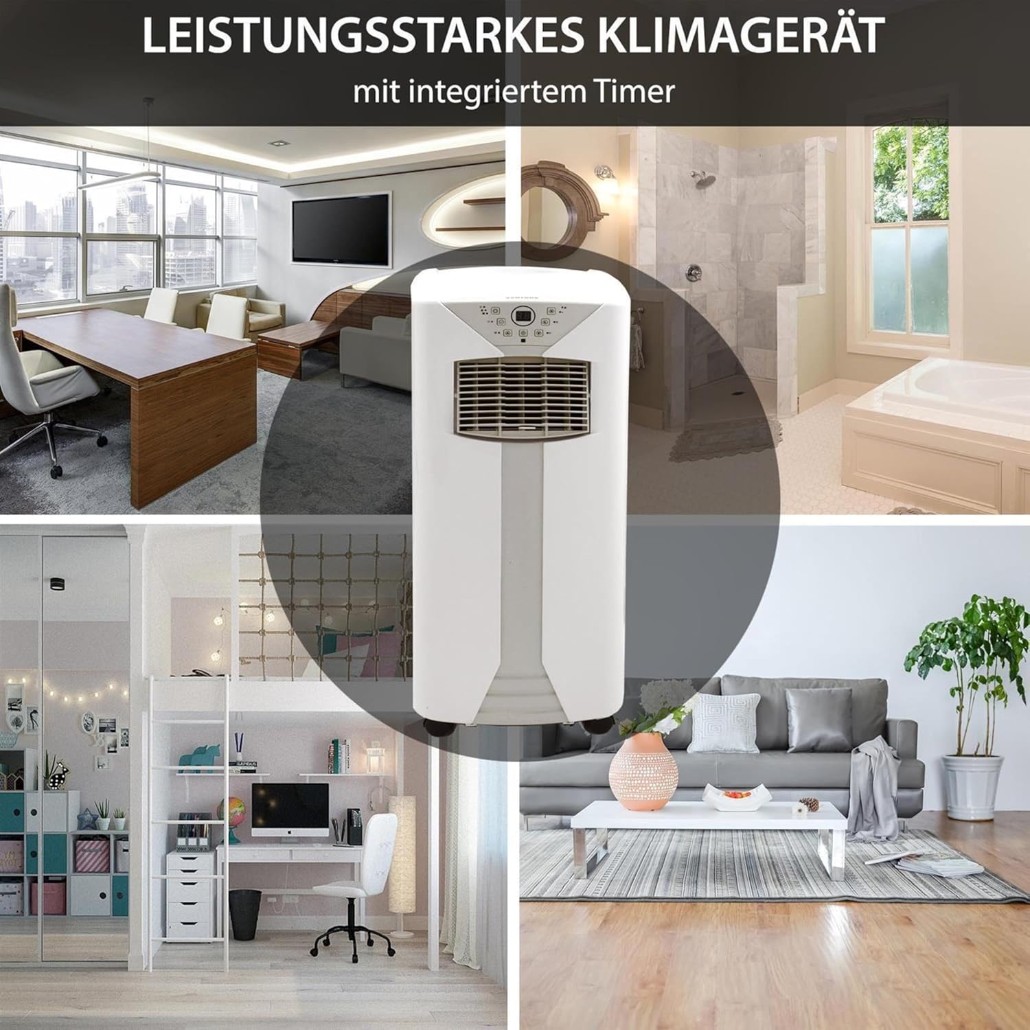 Syntrox 9000 BTU Mobiles Klimagerät Fresco | Mobile Klimaanlage | Luftentfeuchter, mit Fernbedienung und Timer Funktion, Effiziente Kühlung, integrierter Schlaf-Modus