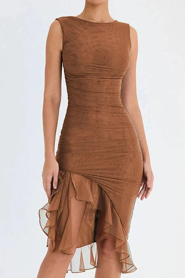 Elegantes Mesh-Midikleid