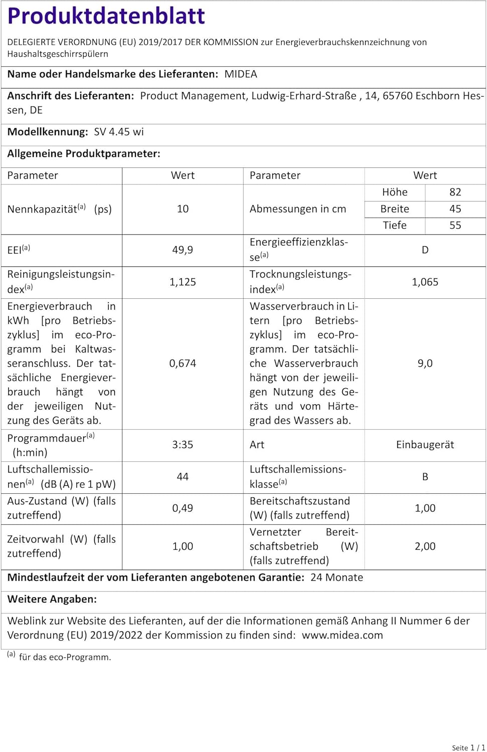 Midea Geschirrspüler Unterbau MDWEU1435XSS-W, 14 Maßgedecke, Spülmaschine 60 cm Teilintegrierbar mit WIFI, Extra Trocknung, 7 Programme, 47dB, 0-24h Startzeitverzögerung, Inox