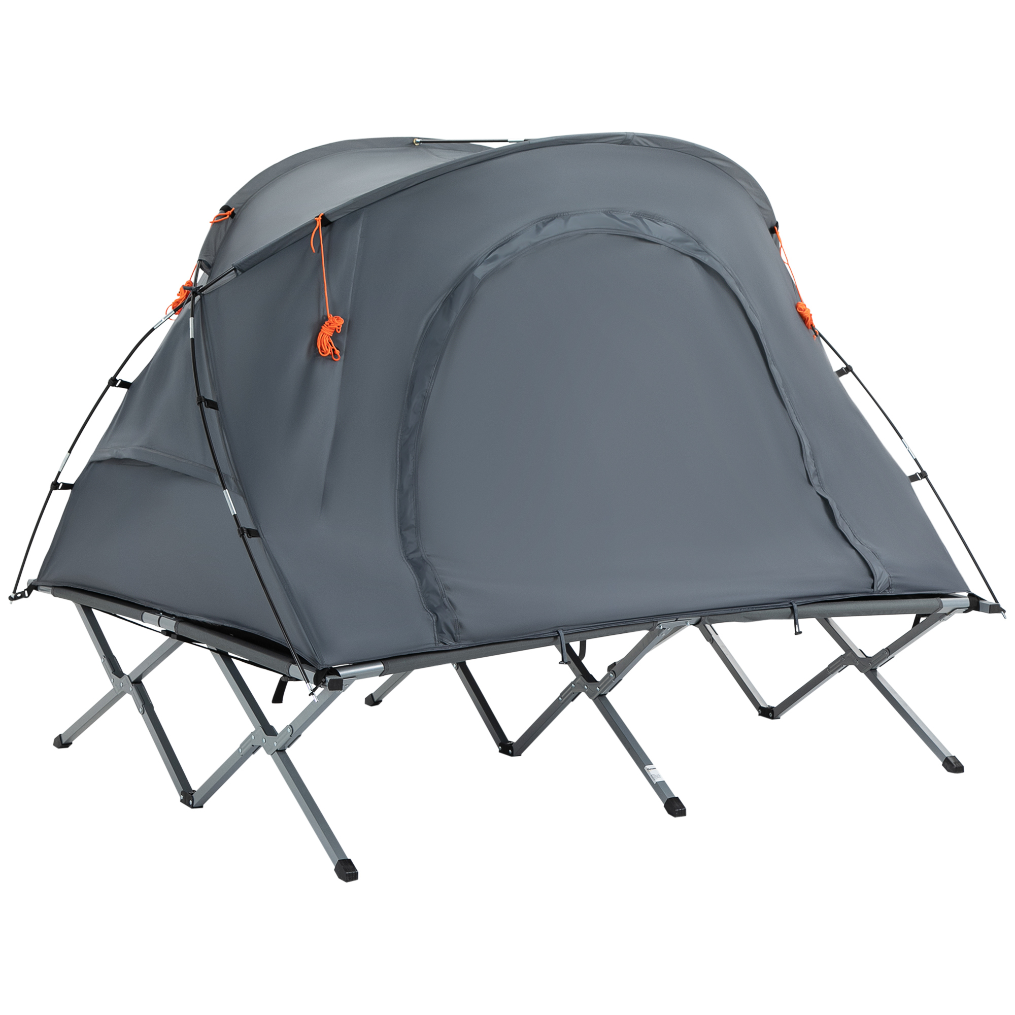 campingbed met tent, verhoogd campingbed voor 2 persoon, koepeltent met luchtbed, inclusief draagtas, grijs 200 x 146 x 159 cm