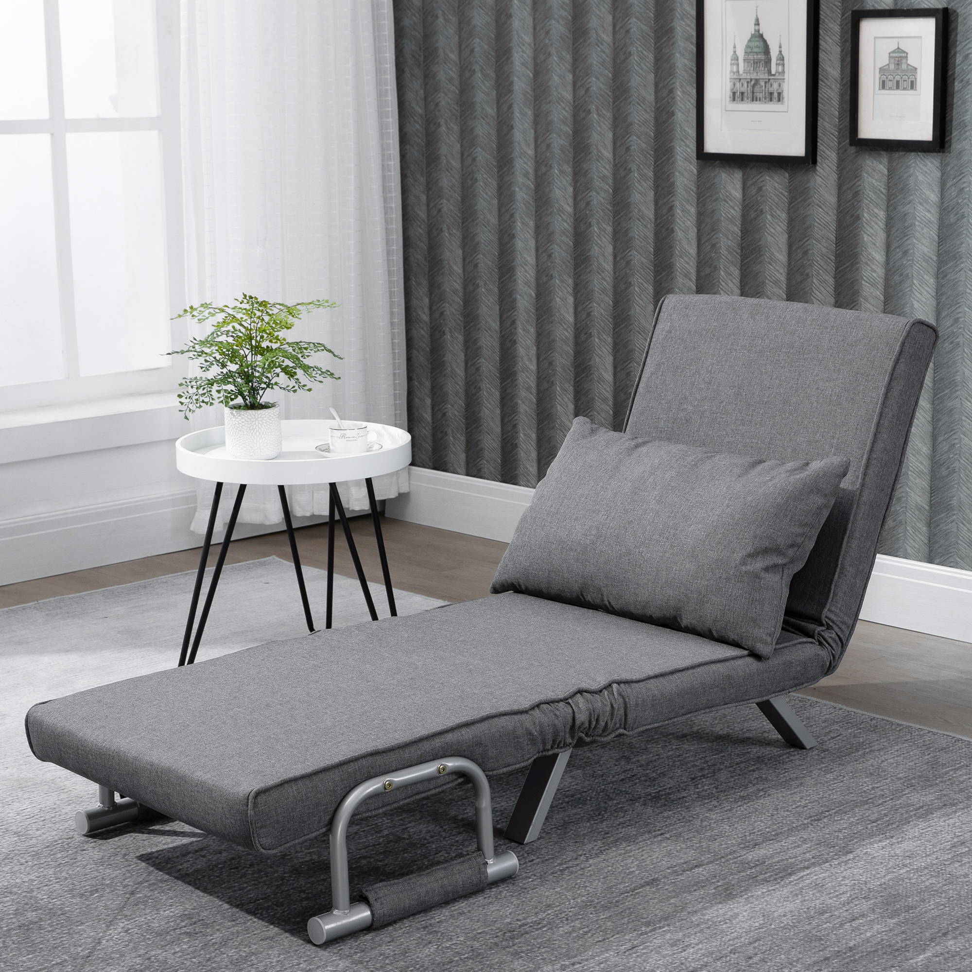 HOMCOM slaapbank met armleuningen slaapfauteuil logeerbed opklapbed chaise longue