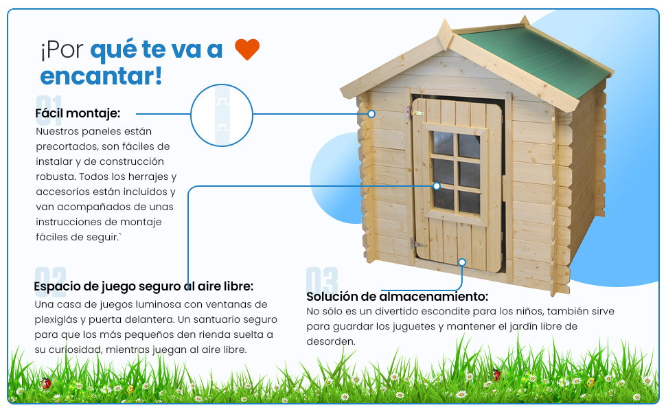 Timbela M570Z - Casa de Madera para niños - Casita de Campo para niños Casa de Juguete de Exteriores