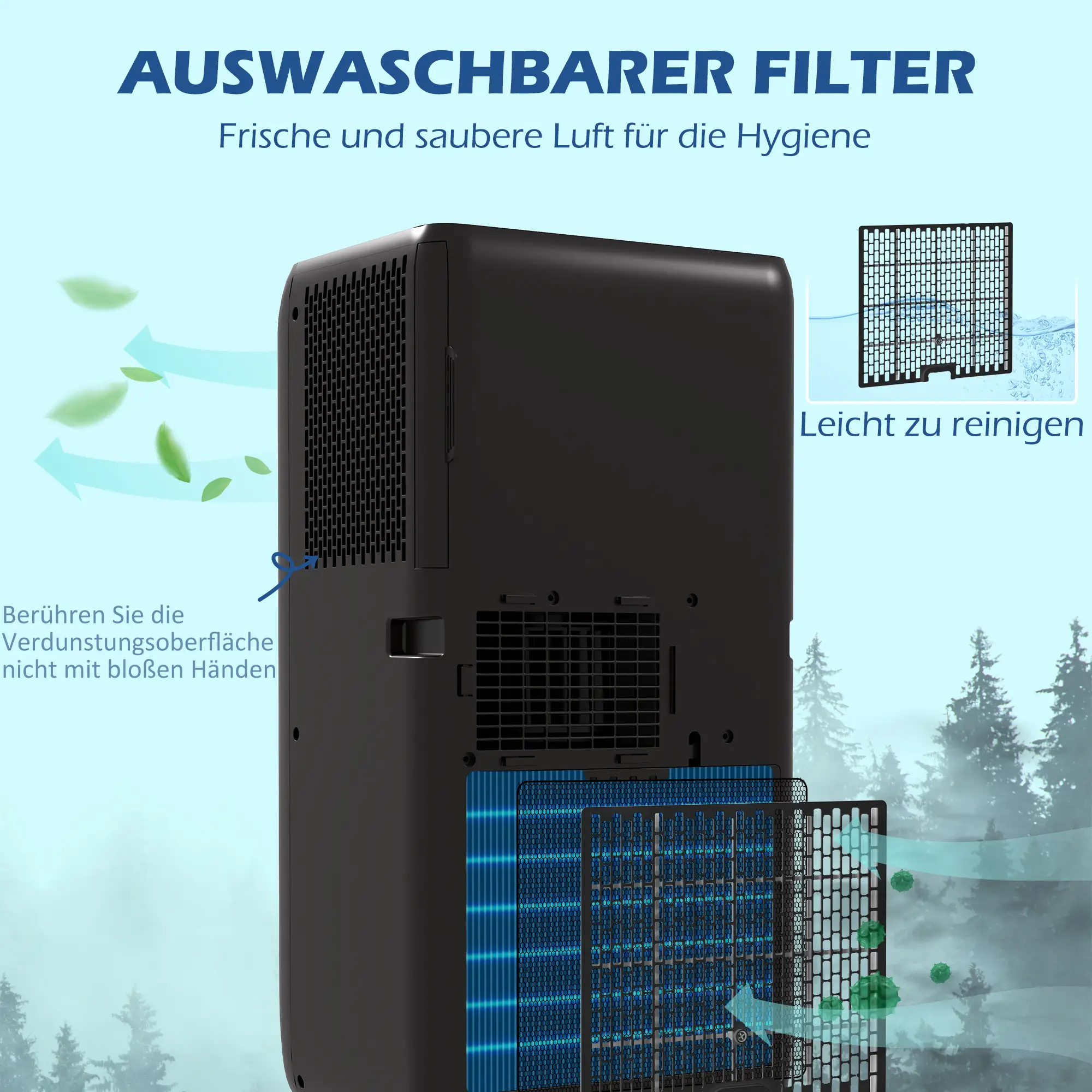 HOMCOM Mobiele Airco 3-in-1 9000 BTU Timer Afstandsbediening