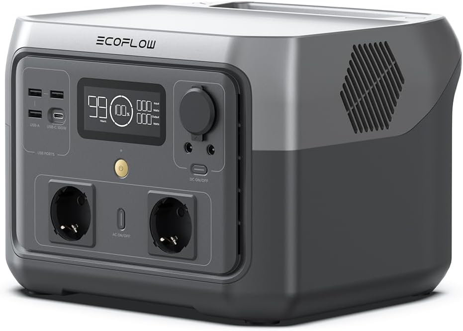 EF ECOFLOW Tragbare Powerstation RIVER 2 MAX, 512 Wh Solargenerator mit LiFeP04, Schnellladung in 1 Stunde, bis zu 1000 W Leistung, Balkonkraft für Notstrom/Camping/Wohnmobile