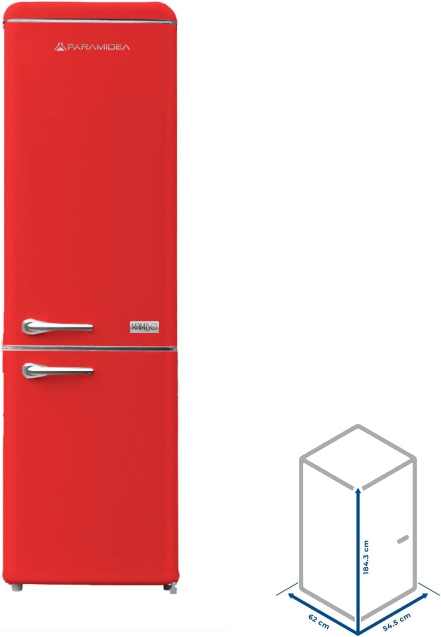 PYRAMIDEA Réfrigérateur Combiné Vintage Rétro Mambo Couleur Bleu clair Capacité 300 Bruts (nets 187 L Frigo + 57 L Freezer) Mambo309LB