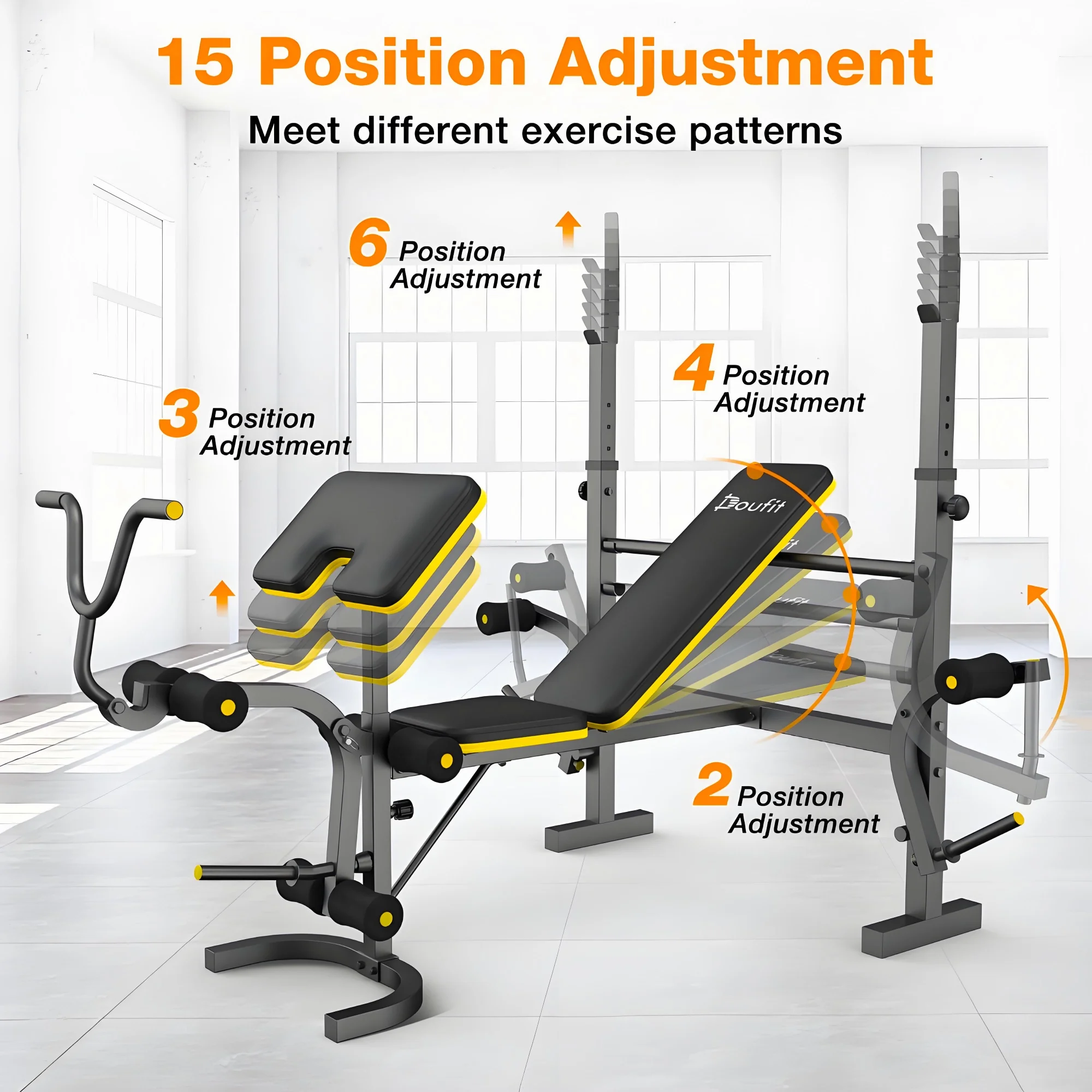 Weight Bench, Blacksmith 1100 lb 6 - in - 1 Workout Bench Press with Squat Rack Leg Developer Preacher Curl Butterfly Arms, Gym Exercise Equipment for Full Body Home Gym