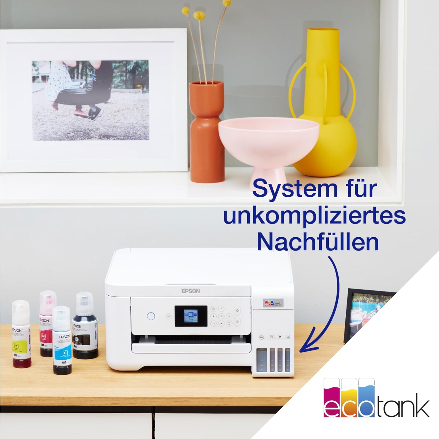 Epson EcoTank ET-2826 A4-Multifunktions-Wi-Fi-Tintentankdrucker, mit einem im Lieferumfang enthaltenen Vorrat an Tinten bis zu 3 Jahren