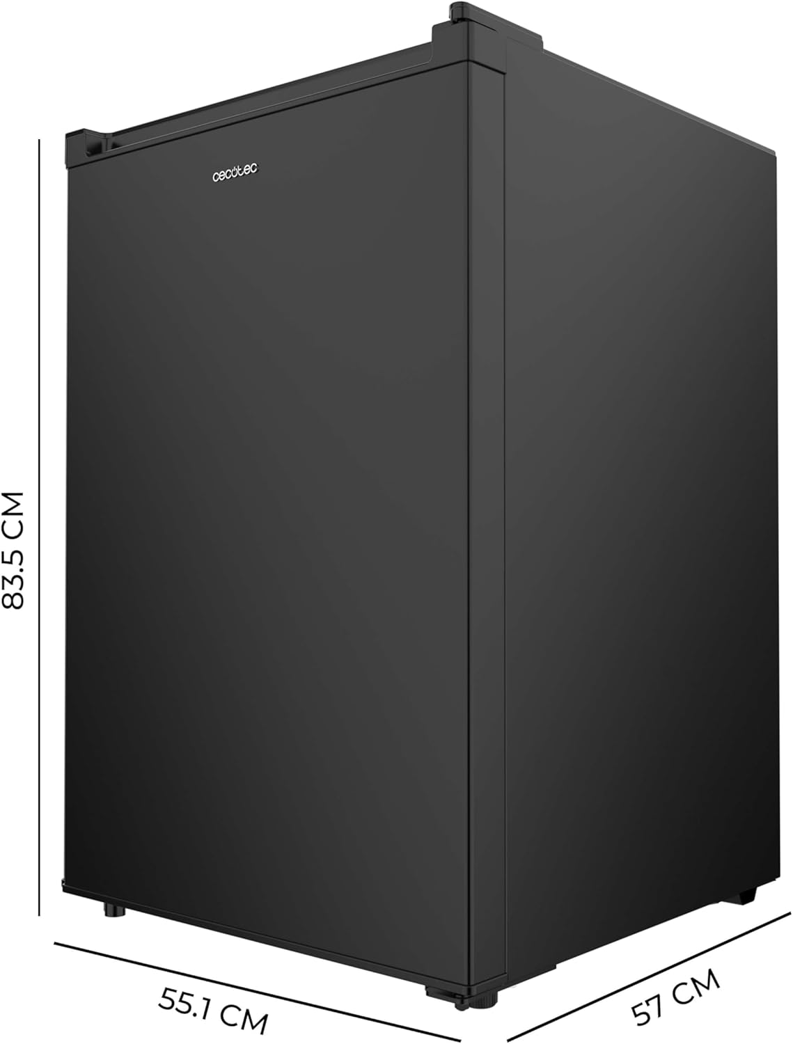 Cecotec Mini Kühlschrank Bolero CoolMarket TT 133L Schwarz. Mini Kühlschrank 133L, 83,5 cm Höhe, reversibler Tür, Crisper Box, Innen LED-Beleuchtung, Abtau-Funktion und mechanischer Temperaturregelung