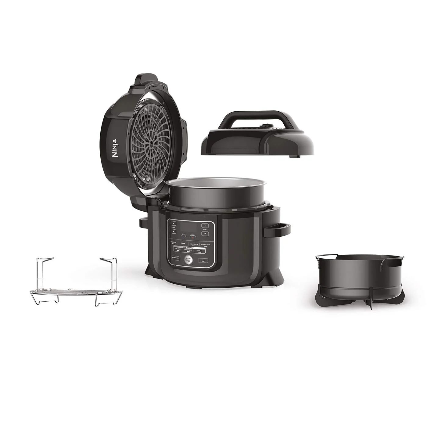 2025 Ninja Foodi MAX Dual Zone heteluchtfriteuse, 9,5L Airfryer, 2 compartimenten, met tang, anti-aanbaklaag, vaatwasserbestendige manden, 6-in-1, Amazon exclusief, koper/zwart, AF400EUCP