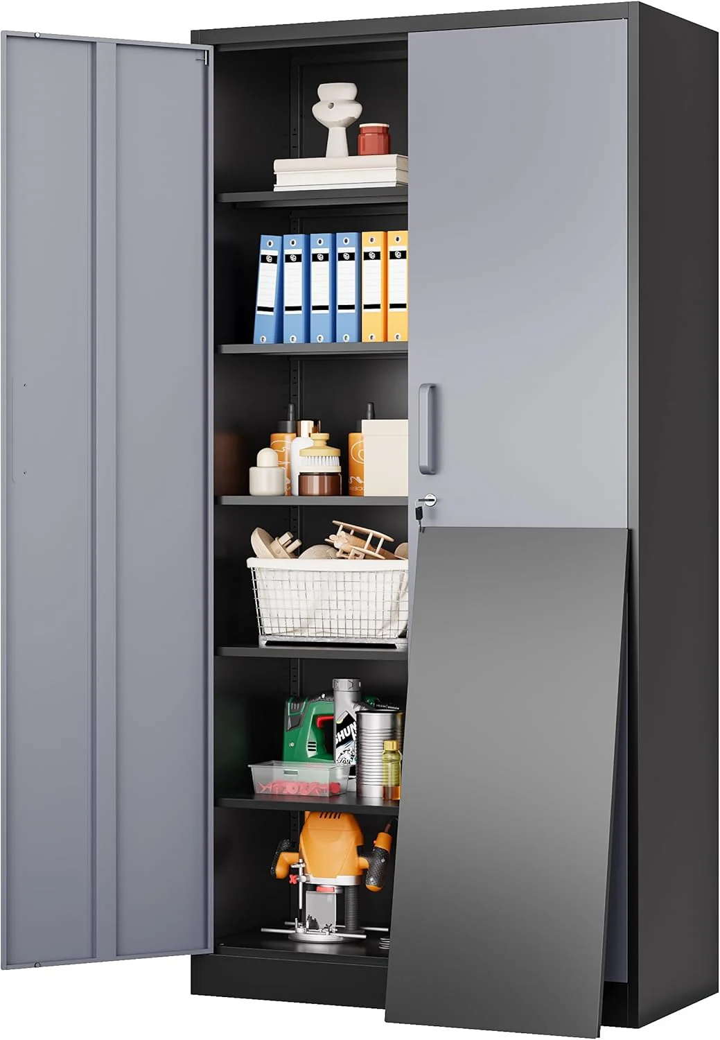 SISESOL Wide & Deep Metal Storage Cabinet with 2 Doors and 6 Shelves,72x36x18
