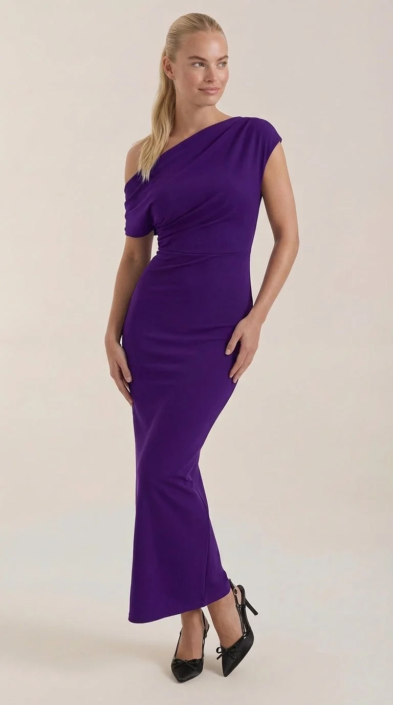One-Shoulder-Maxikleid