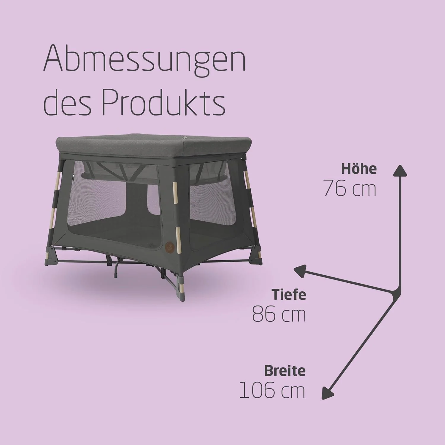 Maxi-Cosi Swift 3-in-1 reiswieg baby, wieg, 0-3,5 jaar, tot 15 kg, in hoogte verstelbare reiswieg, 2-in-1 matras, ultralicht, in 1 seconde inklapbaar, reistas, Eco Care, Beyond Grey