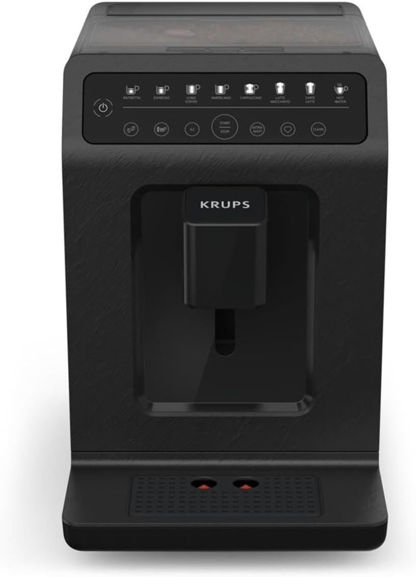 Krups Evidence ECOdesign Kaffeevollautomat mit Milchschlauch, 8 Getränke, 2-Tassen-Funktion, Recyceltes Material, Kaffeemaschine, Weiß/Schiefer, EA897A10