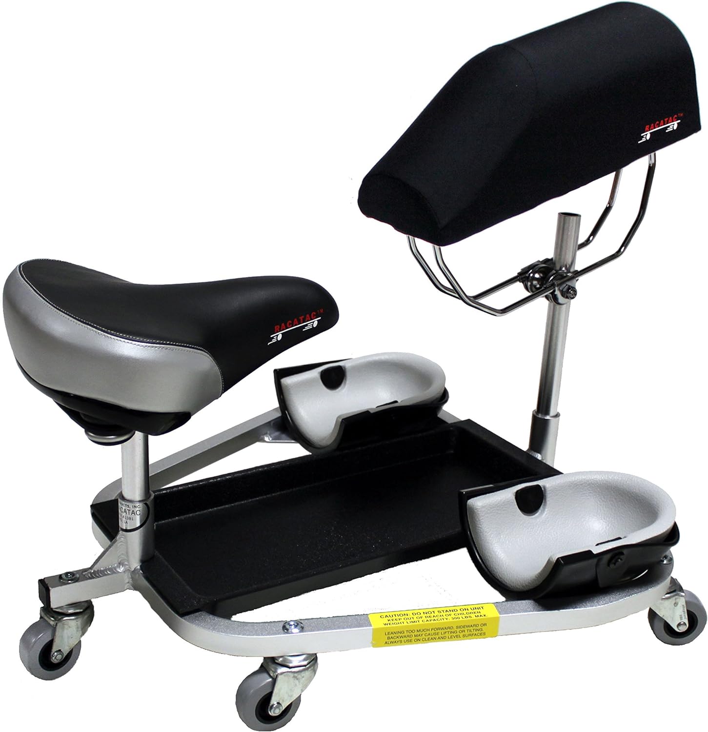 RAC A TAC Rolling Knee Pads with 3&prime;&prime; Casters & Chest Support, Aluminum Frame, Black