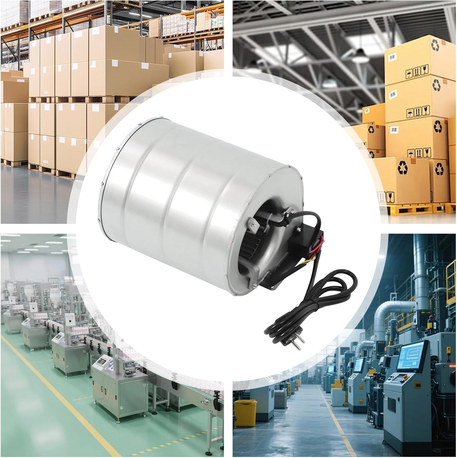 Zentrifugalgebläse 150W | Doppeleinlass | 1300 U/min | 840 m³/h Luftvolumen | 60 dB | Stahl verzinkt | Für Lüftung, Staubabsaugung, Kühlung | 220V | Mit vorgebohrten Löchern