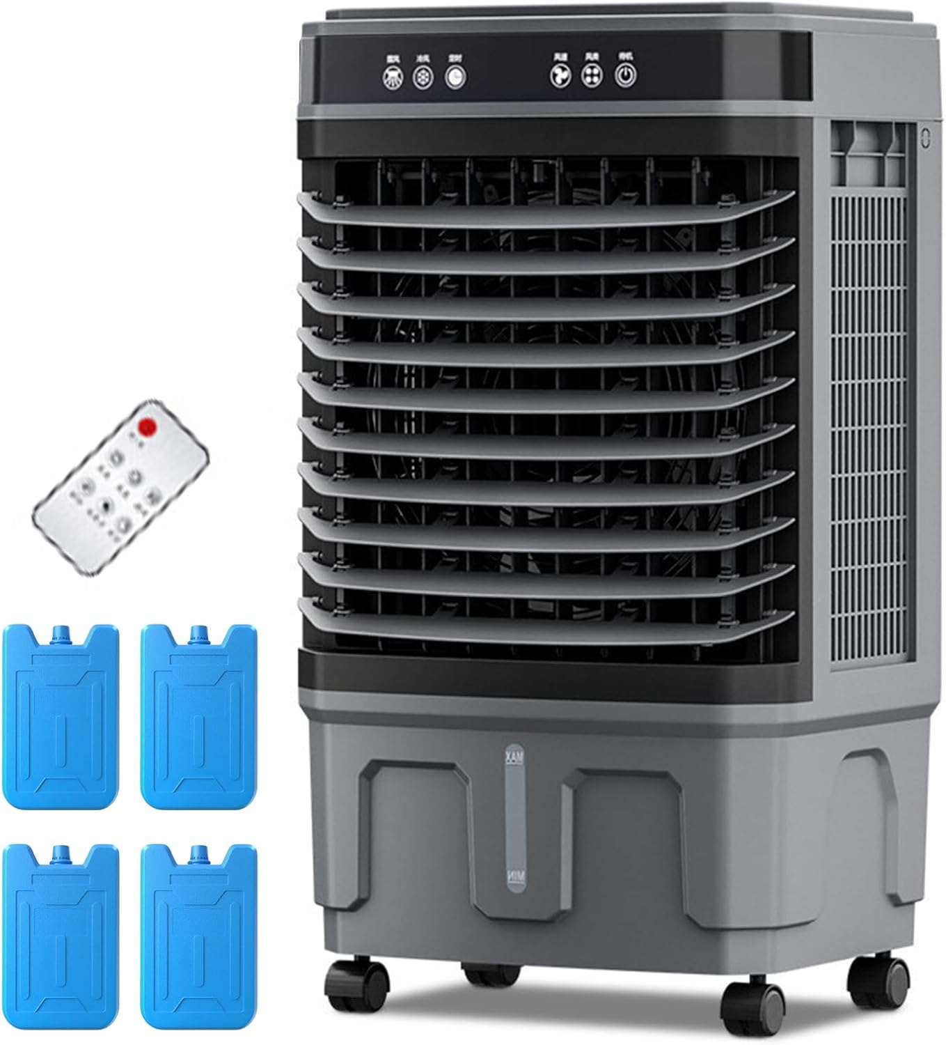 Tragbare Klimaanlage, Verdunstungskühler, großer Wassertank mit 40 l, Fernbedienung, 12-Stunden-Timer, energieeffiziente mobile Klimaanlage (Größe: 43 x 32 x 80 cm/17 x 12,6 x 32 Zoll)