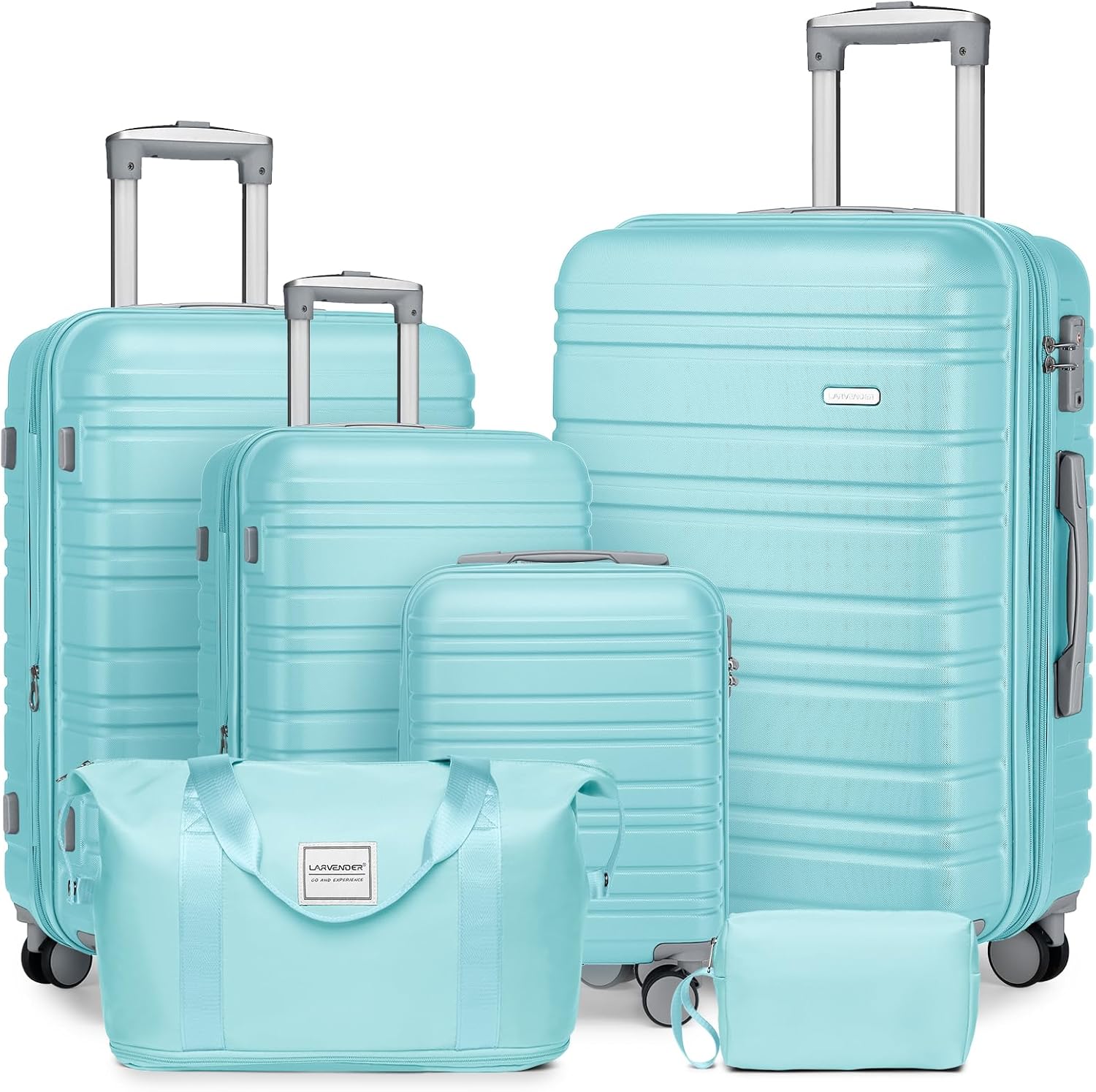 6-piece luggage set, expandable hardshell suitcase set with spinner wheels, lightweight rolling luggage set