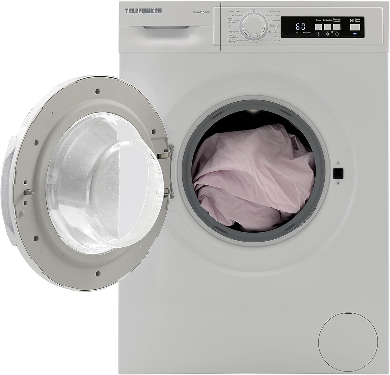 Telefunken W-01-52-W Waschmaschine (5 kg / 1000 U/Min) mit Mengenautomatik und Überlaufschutz / 15 Programme/Startzeitvorwahl/weiß
