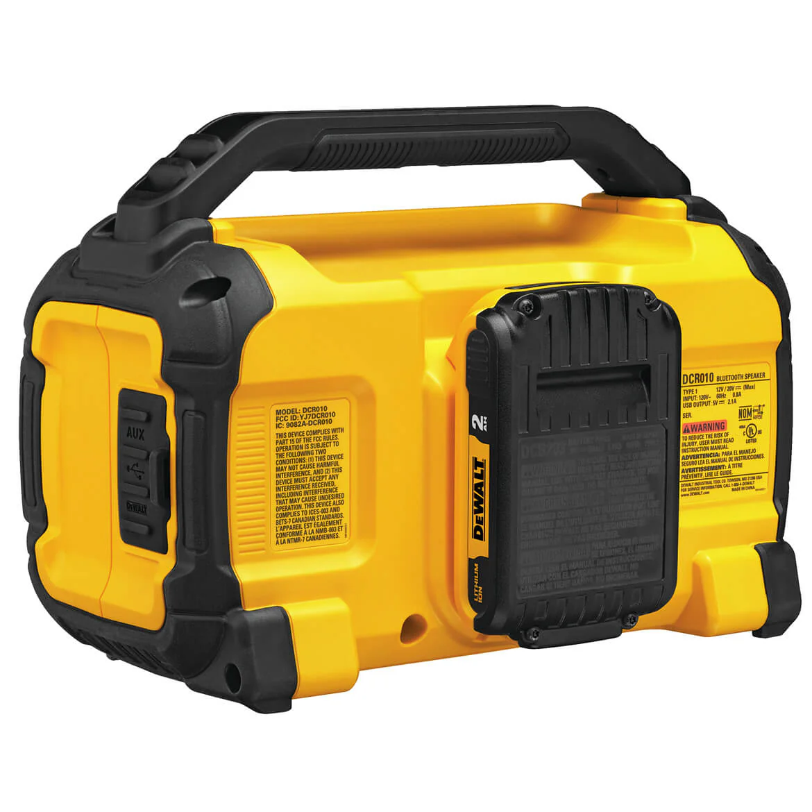 2025 DeWALT DCR010 Bluetooth Speaker Dubbel 12V/20V met Kabel/Draadloos