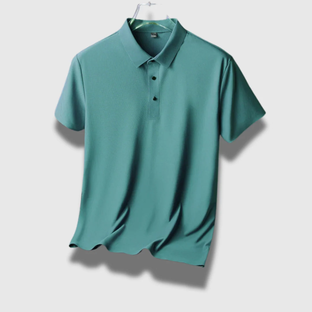 Klassisches Herren Poloshirt aus leichter Seide | Atmungsaktives Kurzarm-Polo mit Knopfleiste und Strukturkragen