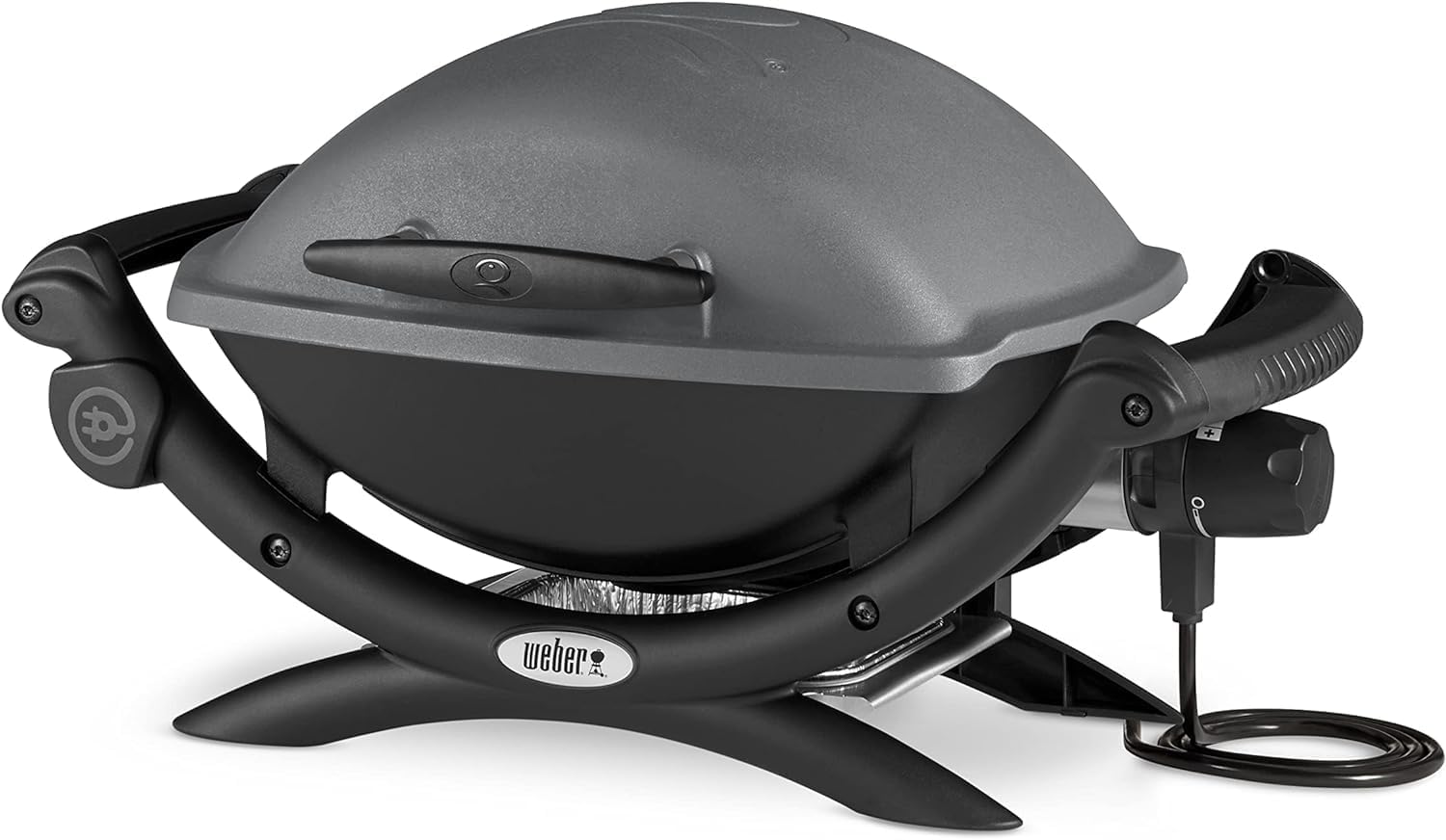 Weber Q1400 Elektrogrill, 43 x 32cm Grillfäche, portabler BBQ Grill, 2-geteilter porzellanemaillierter Guss-Grillrost, Aluminiumguss Deckel & Gehäuse - Dark Grey (52020079)