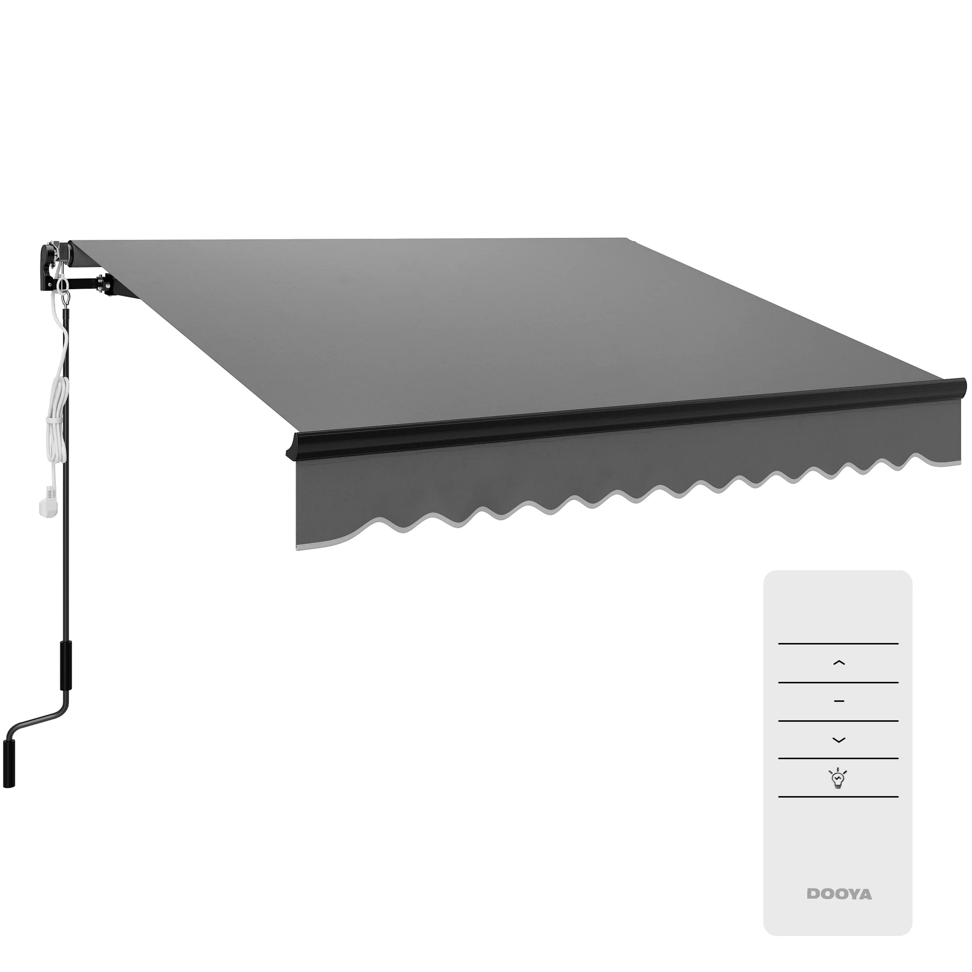 2025 2,5 x 2 m Elektrisch Zonnescherm met LED-licht & Afstandsbediening voor Tuin, Terras en Deck, Donkergrijs
