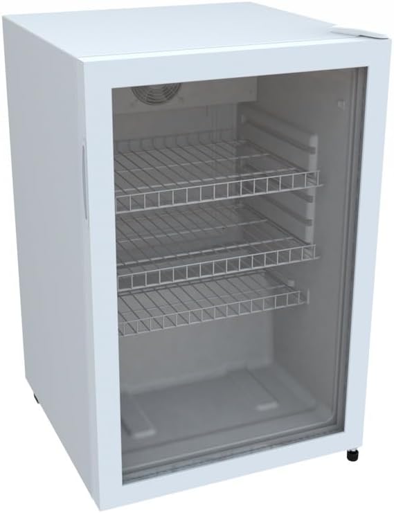 METRO Professional Réfrigérateur à boissons GSC2125, plastique/métal/verre, 54.5x54x84cm, 118 L, froid ventilé statique, avec serrure, blanc