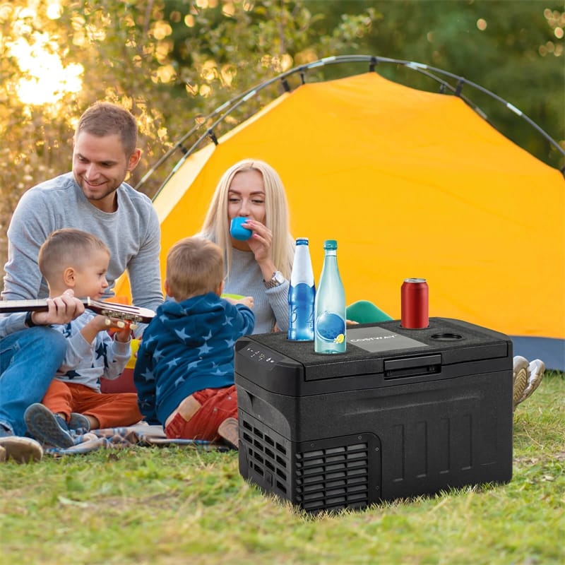 23/32/42QT Portable Car Refrigerator with -4��F~68��F Adjustable Range, 12V/24V DC 100-240V AC Electric Car Cooler Freezer for Camping, RV, Travel
