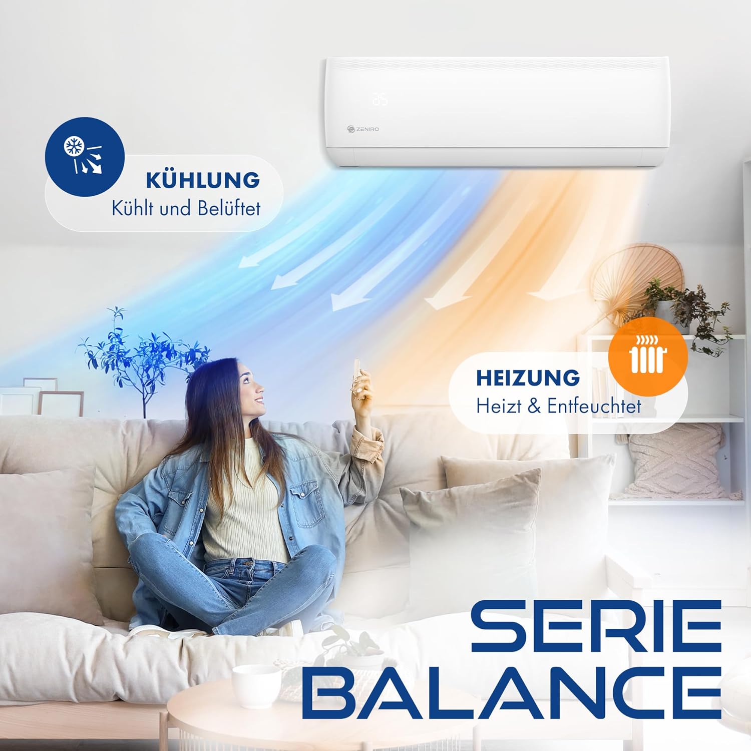 Multi Split Klimaanlage 3 Innengeräte Set (2,6kW + 2 x 3,5kW) Klimagerät Air Conditioner mit Heizfunktion 27000 BTU 7,9kW A++ WiFi/App-Steuerung 4D AirFlow Heizen bis -20°C Vorgefüllt R32