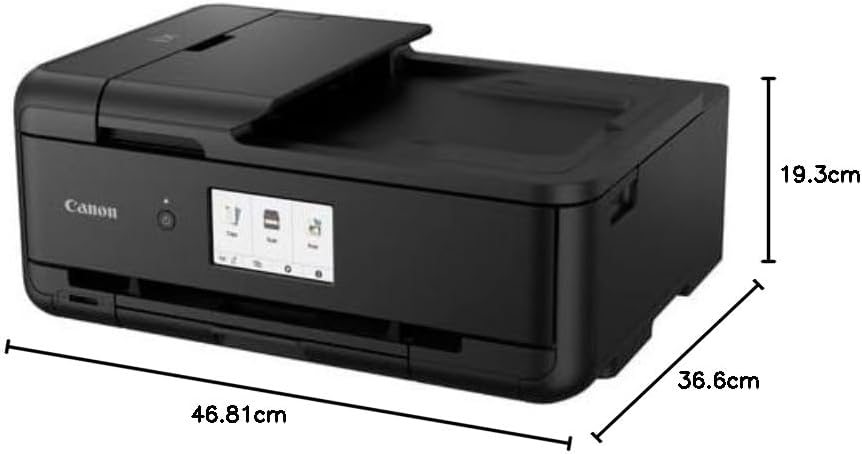 Canon PIXMA TS9550 Drucker Farbtintenstrahl Multifunktionsgerät DIN A4 A3 (Drucker A3, Scanner, Kopierer, 5 separate Tinten, WLAN, LAN, Print App, 2 Papierzuführungen, Duplexdruck) schwarz