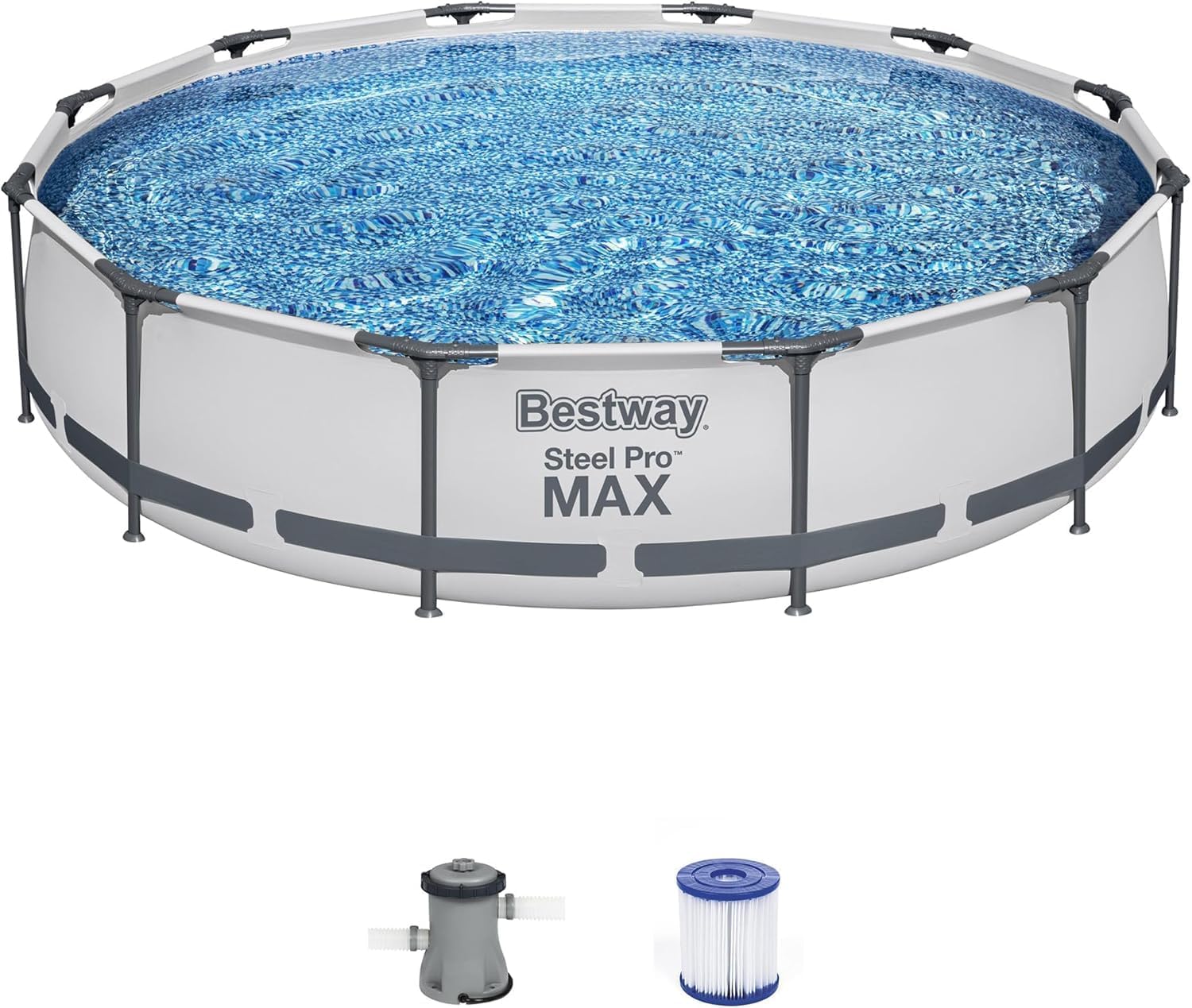 Steel Pro MAX 10 Foot x 30 Inch Round Metal Frame Above Ground Backyard Swimming Pool Set