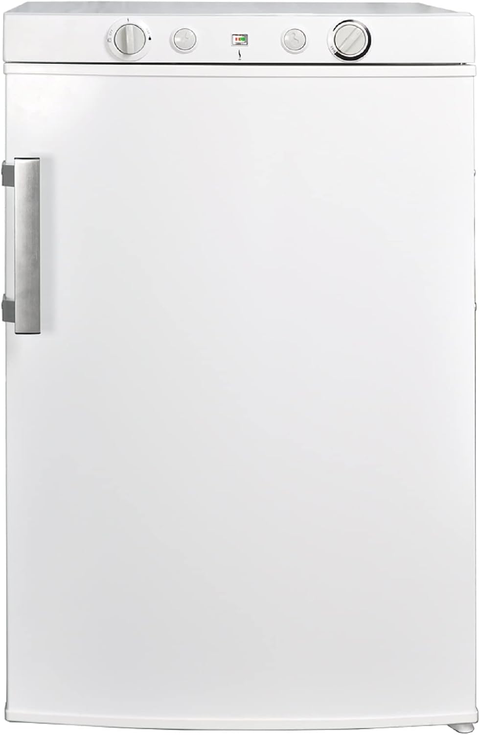 Smad Frigo Trimixte 12V 220V Gaz, 100L, Frigo Gaz Camping Car, Réfrigérateur Gaz avec Congélateur, pour Camping Car, Caravane, Cabanon, Chalet, Blanc